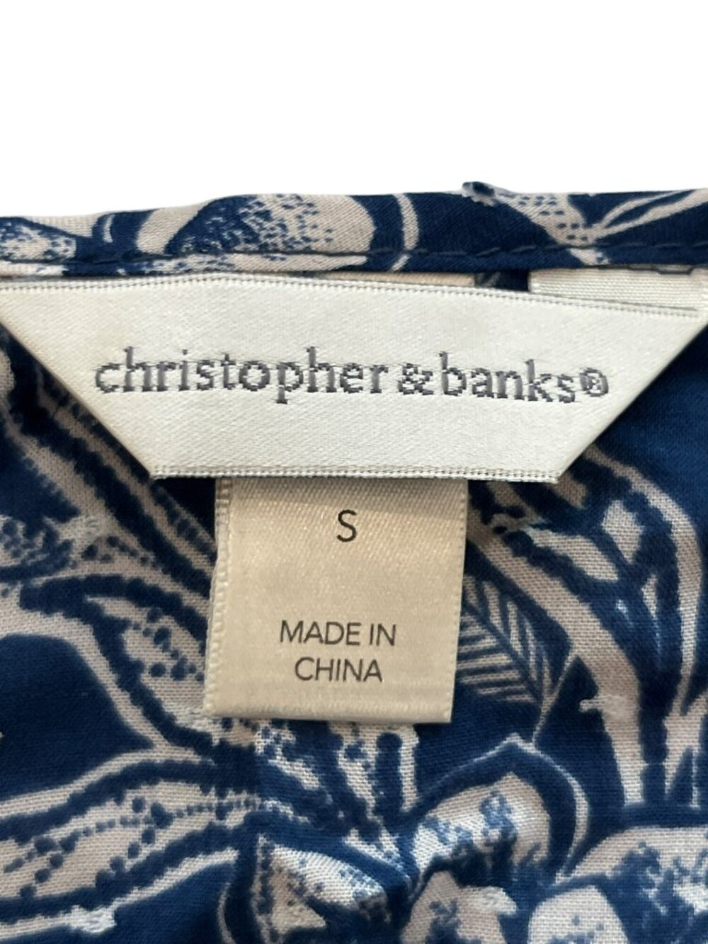 Christopher & Banks Blue Boho Blouse S Tassel Tie Rayon Used Lightweight - Picture 6 of 15